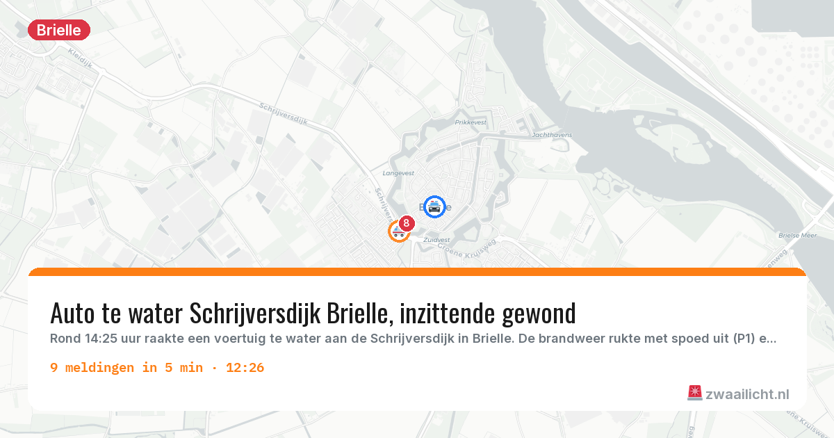 Kaart van de activiteitspiek bij Brielle