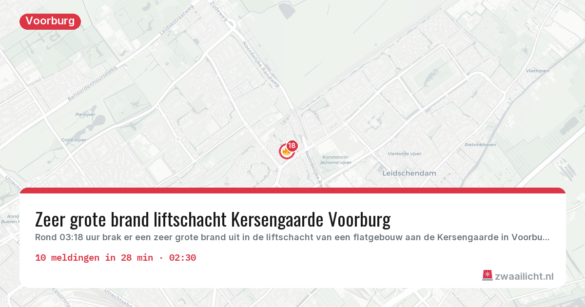 Kaart van de activiteitspiek bij Voorburg