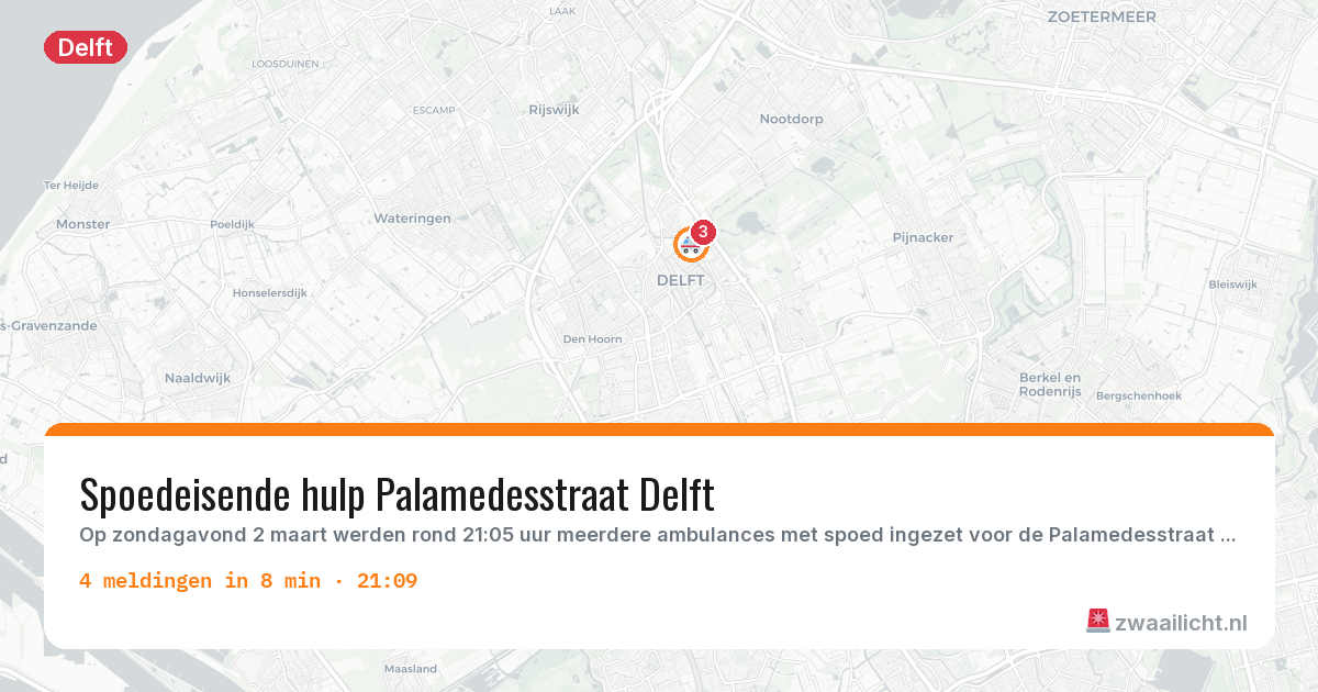 Kaart van de activiteitspiek bij Delft