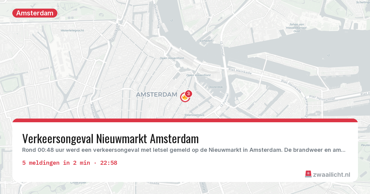 Kaart van de activiteitspiek bij Amsterdam