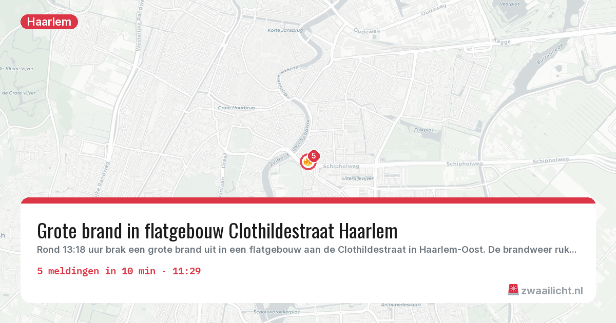 Kaart van de activiteitspiek bij Haarlem