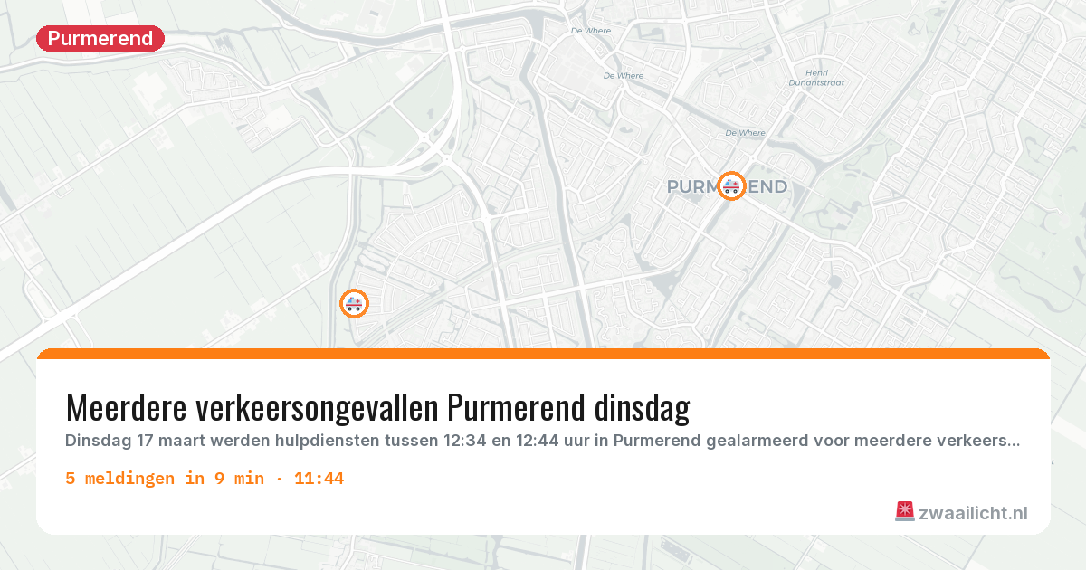 Kaart van de activiteitspiek bij Purmerend