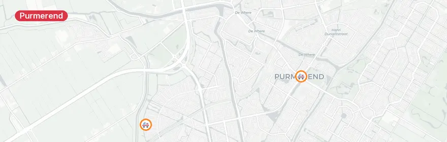 Kaart van Meerdere verkeersongevallen Purmerend dinsdag