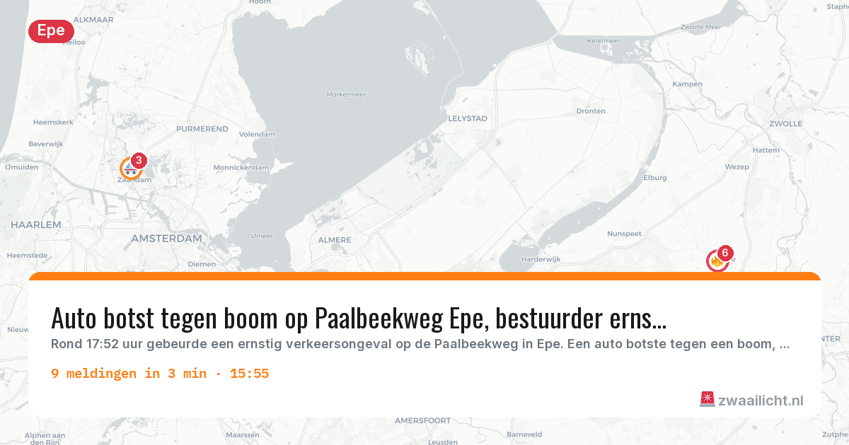 Kaart van de activiteitspiek bij Epe
