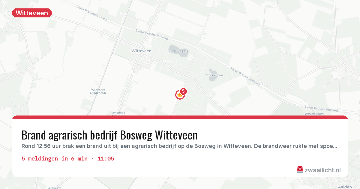 Kaart van de activiteitspiek bij Witteveen