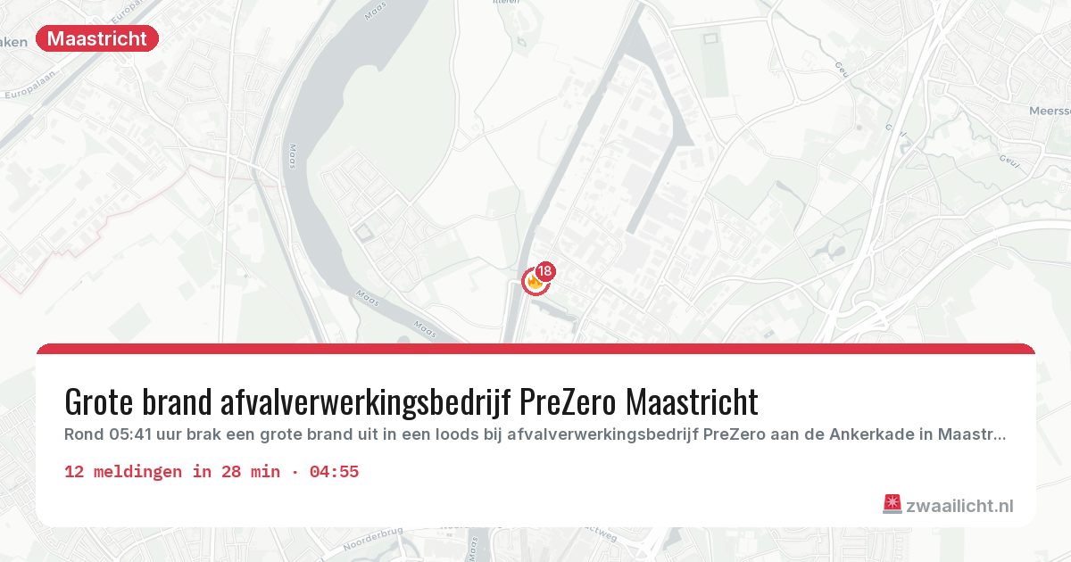 Kaart van de activiteitspiek bij Maastricht