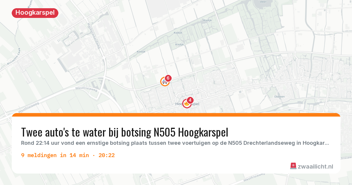 Kaart van de activiteitspiek bij Hoogkarspel