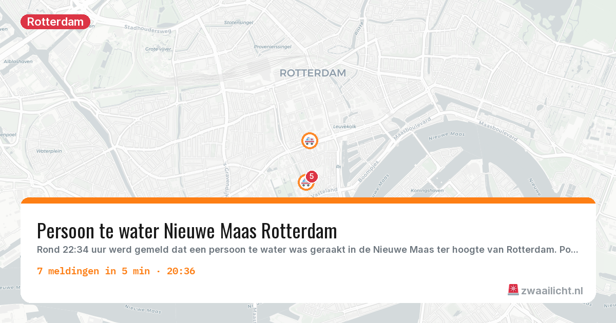 Kaart van de activiteitspiek bij Rotterdam
