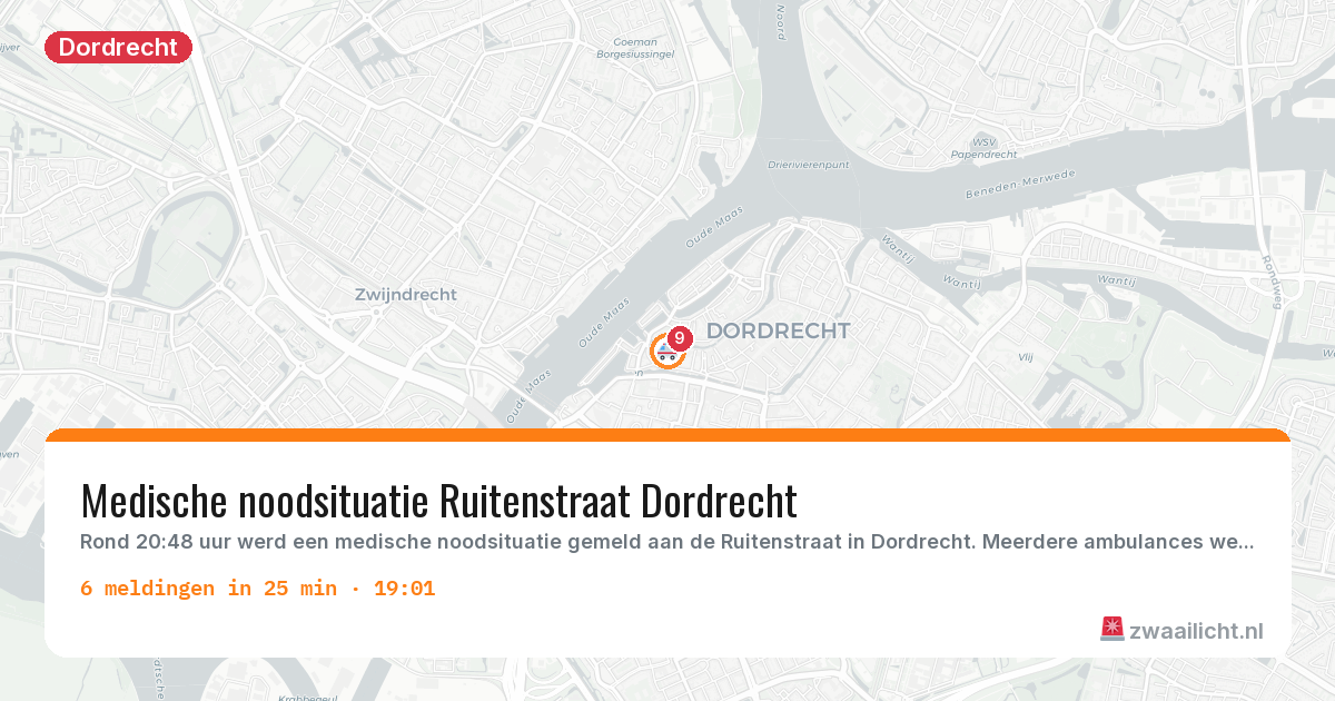 Kaart van de activiteitspiek bij Dordrecht