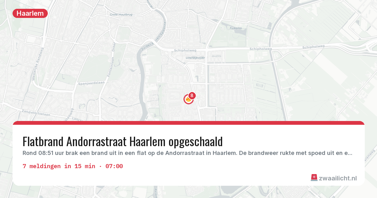 Kaart van de activiteitspiek bij Haarlem