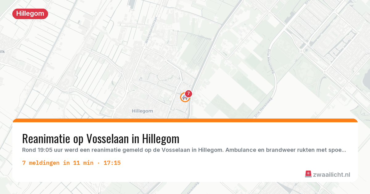 Kaart van de activiteitspiek bij Hillegom