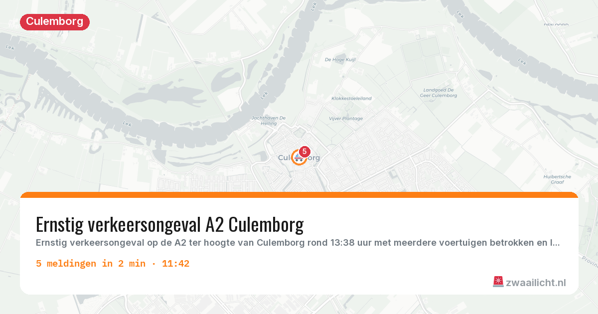 Kaart van de activiteitspiek bij Culemborg