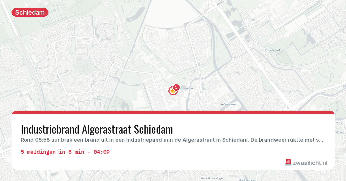 Kaart van de activiteitspiek bij Schiedam