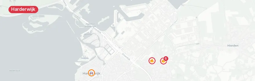 Kaart van Grote brand kassencomplex Vlierburgweg Harderwijk