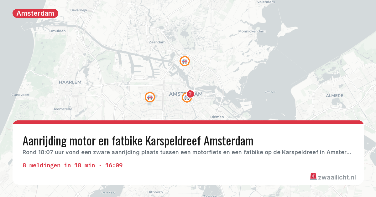 Kaart van de activiteitspiek bij Amsterdam