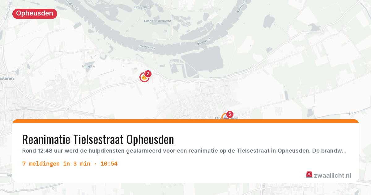 Kaart van de activiteitspiek bij Opheusden