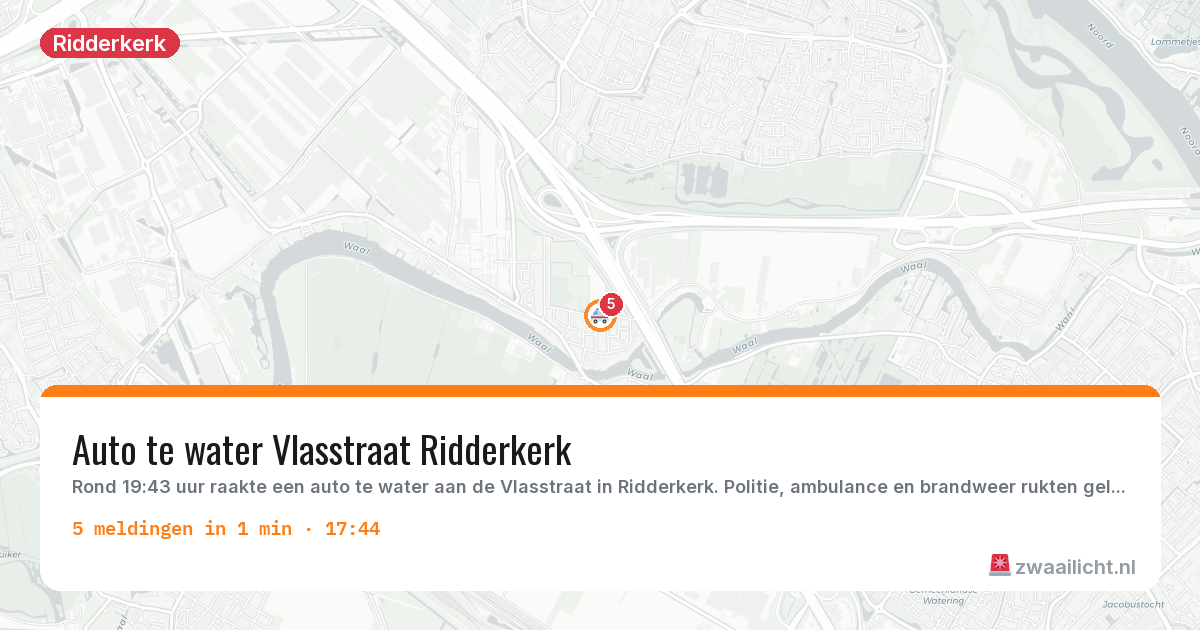 Kaart van de activiteitspiek bij Ridderkerk