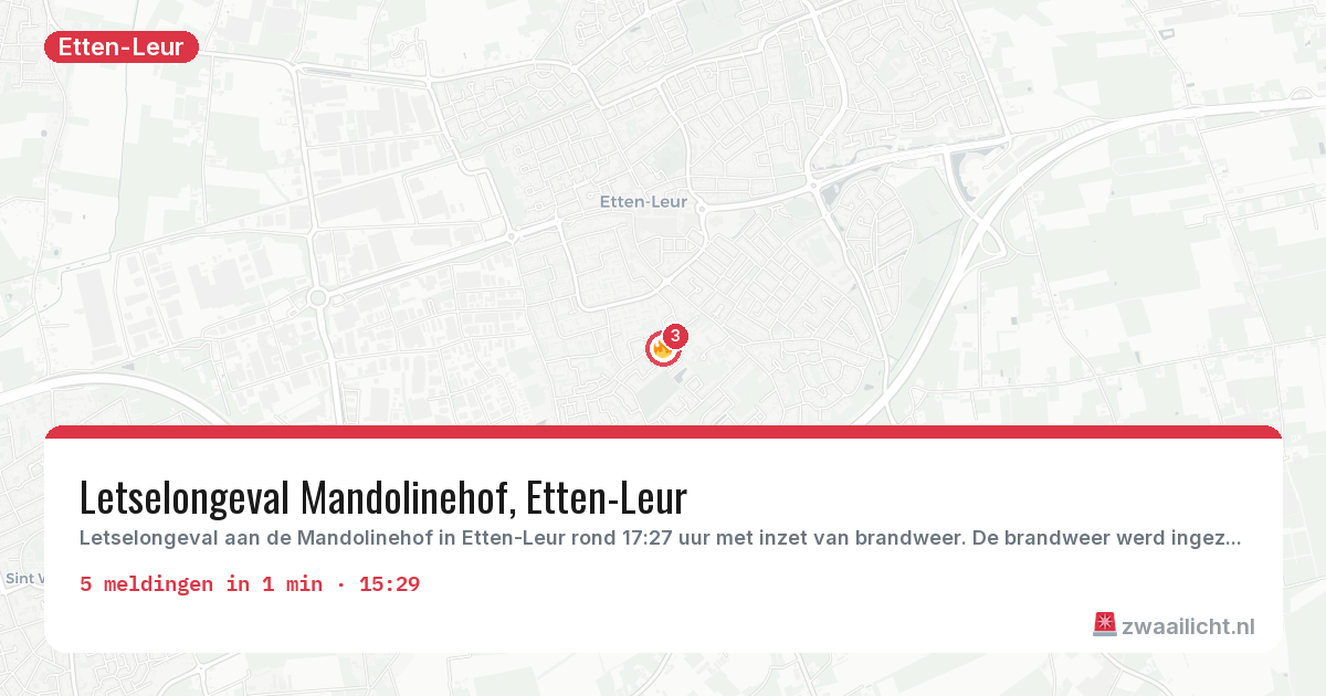 Kaart van de activiteitspiek bij Etten-Leur