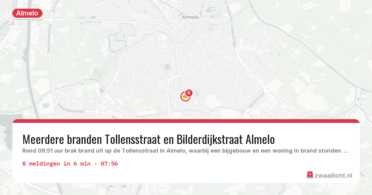 Kaart van de activiteitspiek bij Almelo