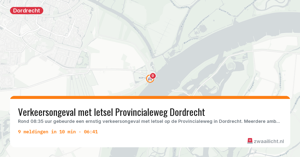 Kaart van de activiteitspiek bij Dordrecht