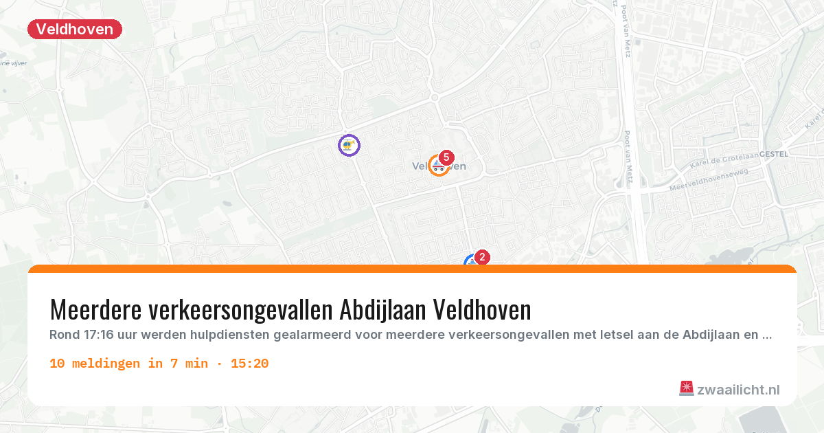 Kaart van de activiteitspiek bij Veldhoven
