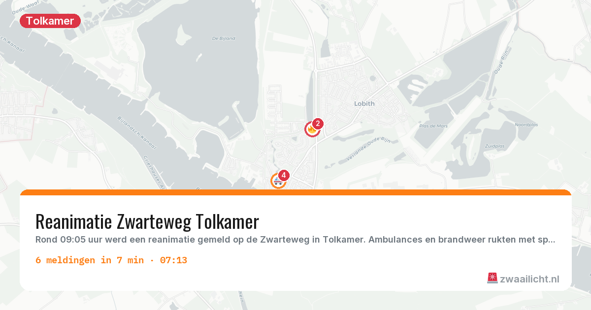 Kaart van de activiteitspiek bij Tolkamer