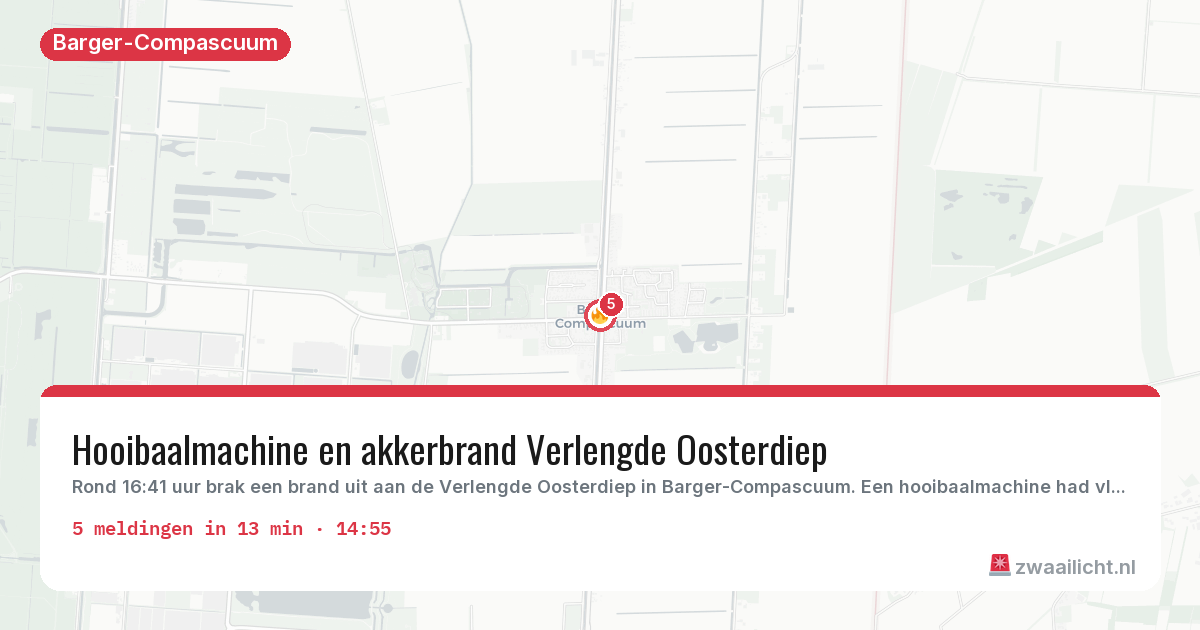 Kaart van de activiteitspiek bij Barger-Compascuum