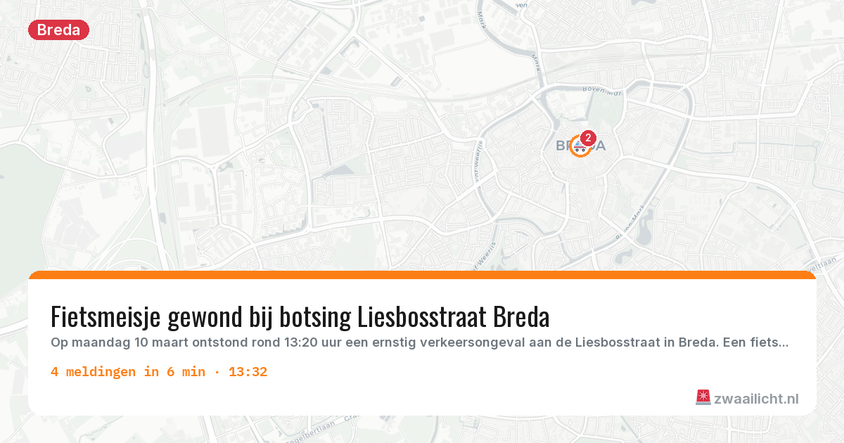 Kaart van de activiteitspiek bij Breda