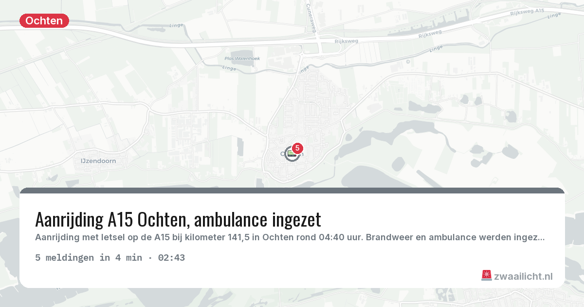 Kaart van de activiteitspiek bij Ochten