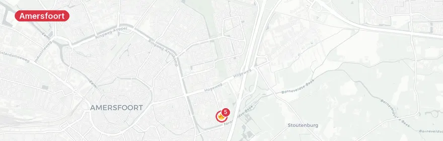 Kaart van Dakbrand Ariaweg Amersfoort door blikseminslag