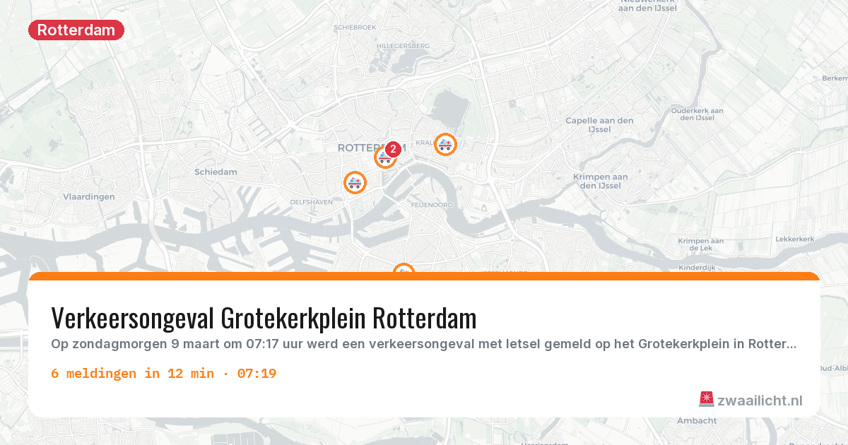 Kaart van de activiteitspiek bij Rotterdam