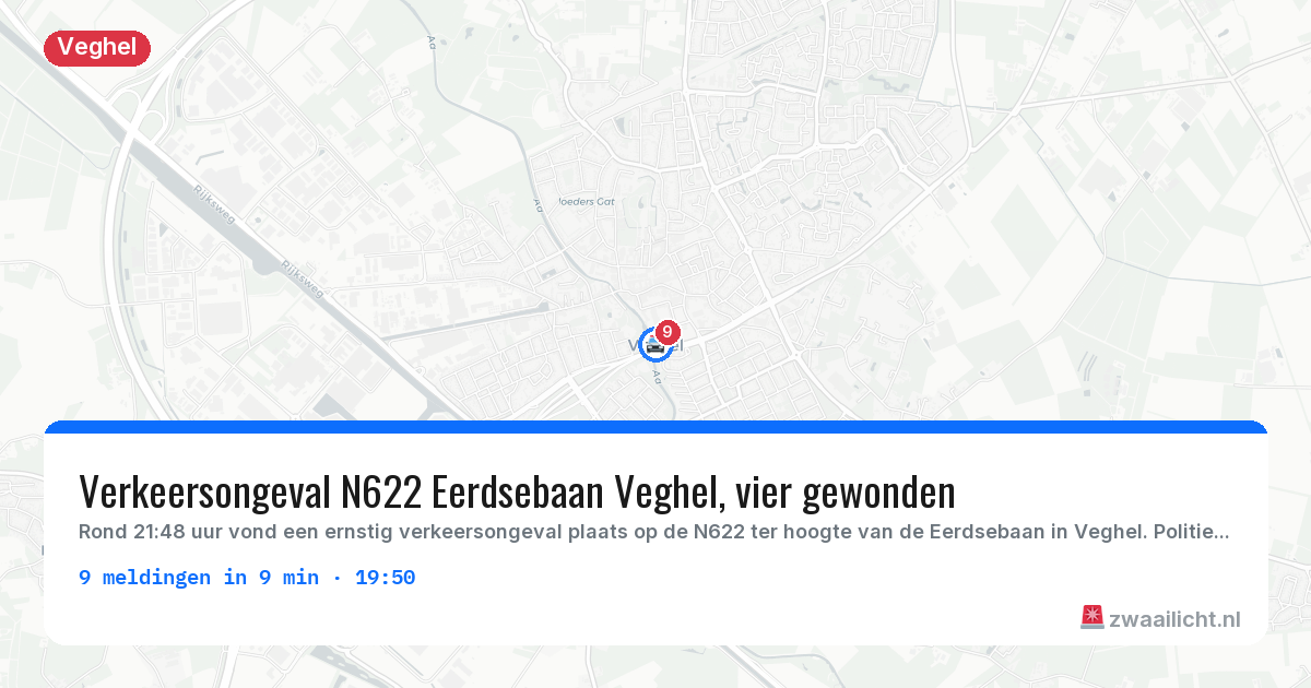Kaart van de activiteitspiek bij Veghel
