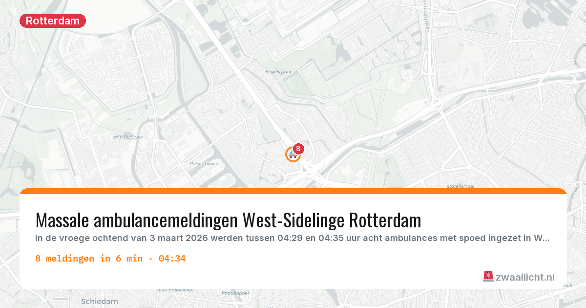 Kaart van de activiteitspiek bij Rotterdam