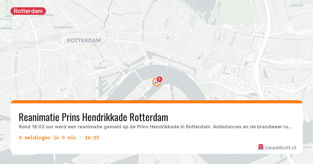 Kaart van de activiteitspiek bij Rotterdam