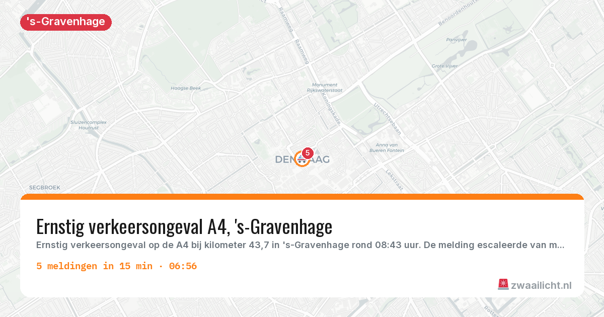 Kaart van de activiteitspiek bij 's-Gravenhage
