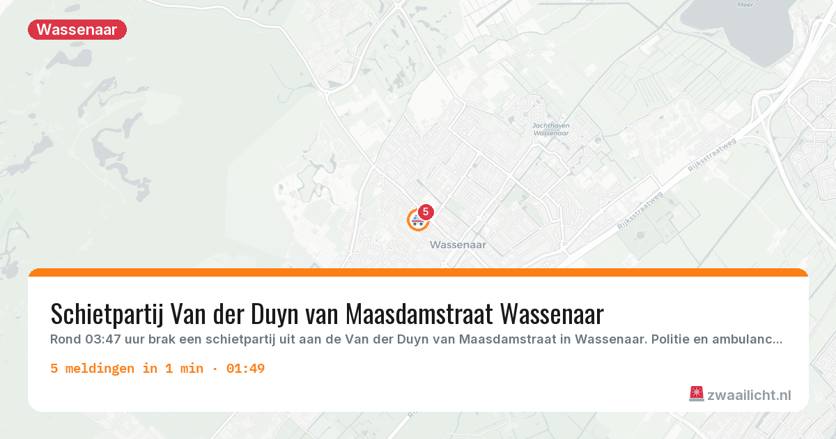 Kaart van de activiteitspiek bij Wassenaar