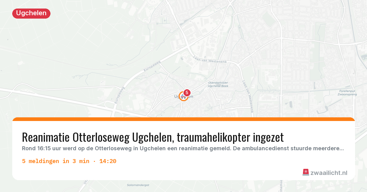 Kaart van de activiteitspiek bij Ugchelen