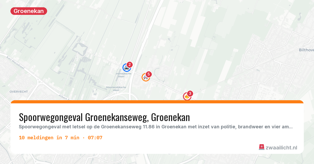 Kaart van de activiteitspiek bij Groenekan