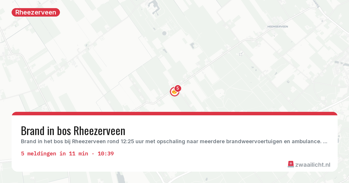 Kaart van de activiteitspiek bij Rheezerveen