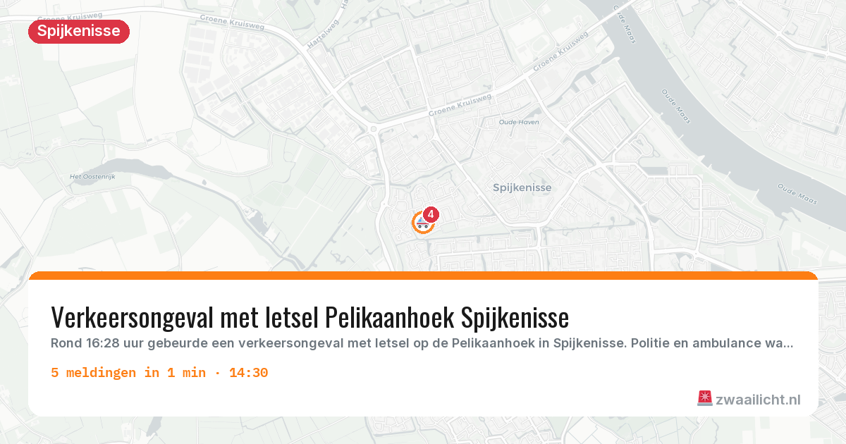 Kaart van de activiteitspiek bij Spijkenisse