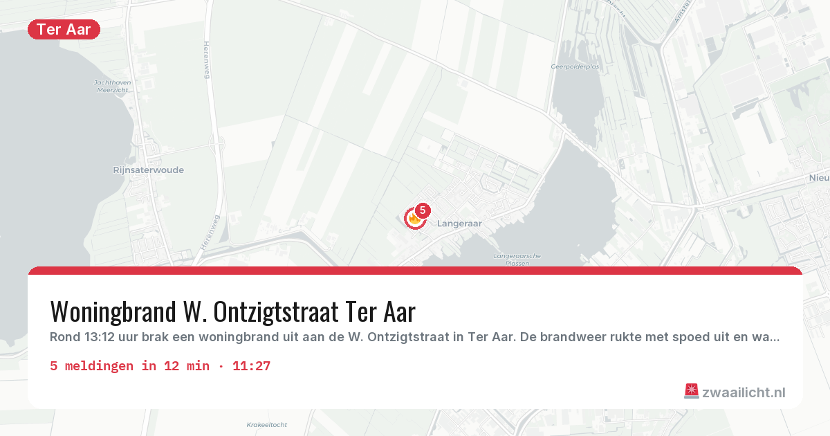 Kaart van de activiteitspiek bij Ter Aar