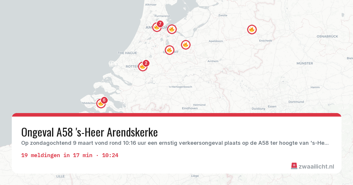 Kaart van de activiteitspiek bij Brandweer