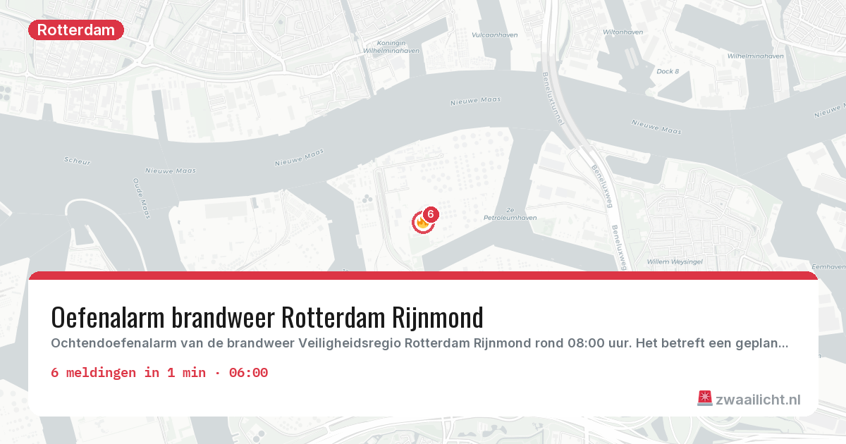 Kaart van de activiteitspiek bij Rotterdam