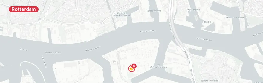 Kaart van Oefenalarm brandweer Rotterdam Rijnmond