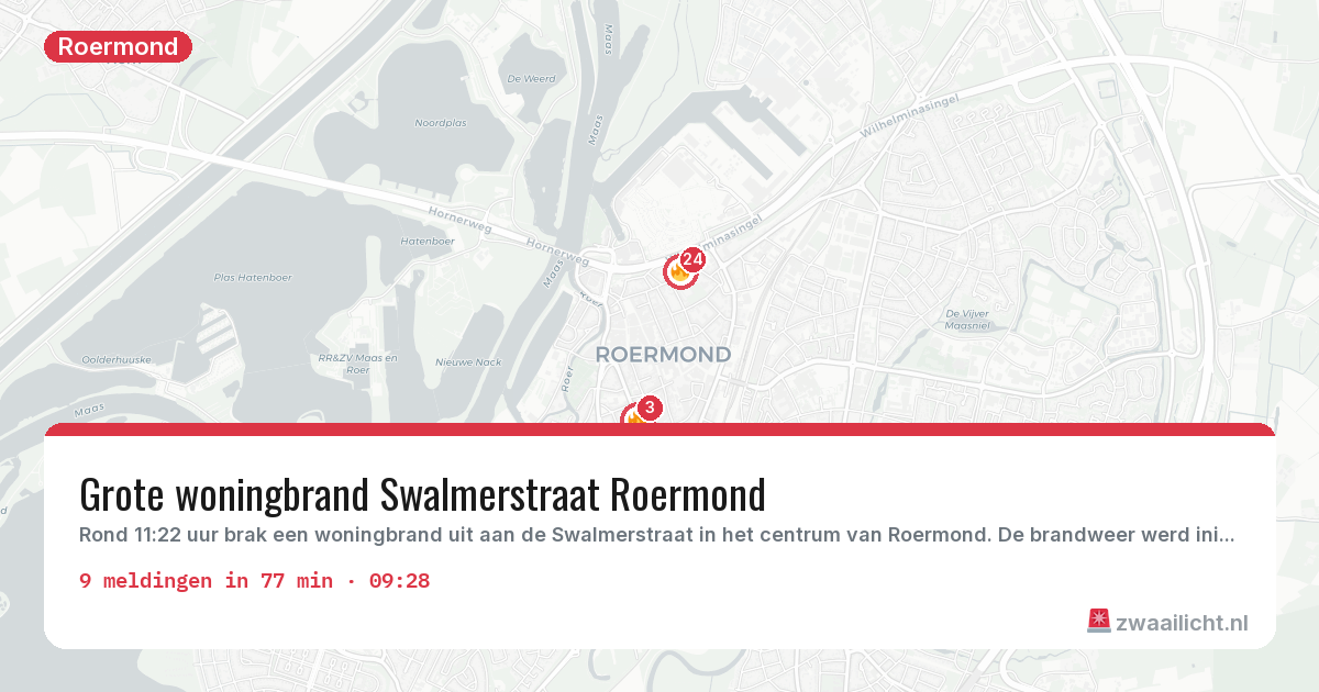 Kaart van de activiteitspiek bij Roermond