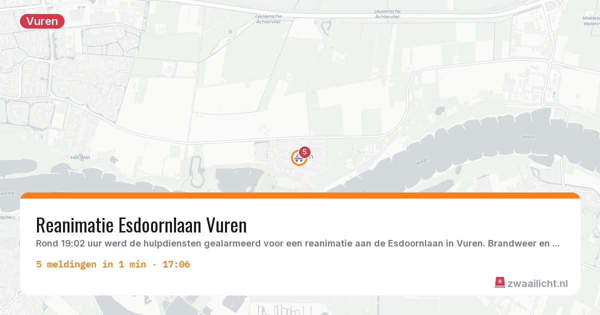 Kaart van de activiteitspiek bij Vuren