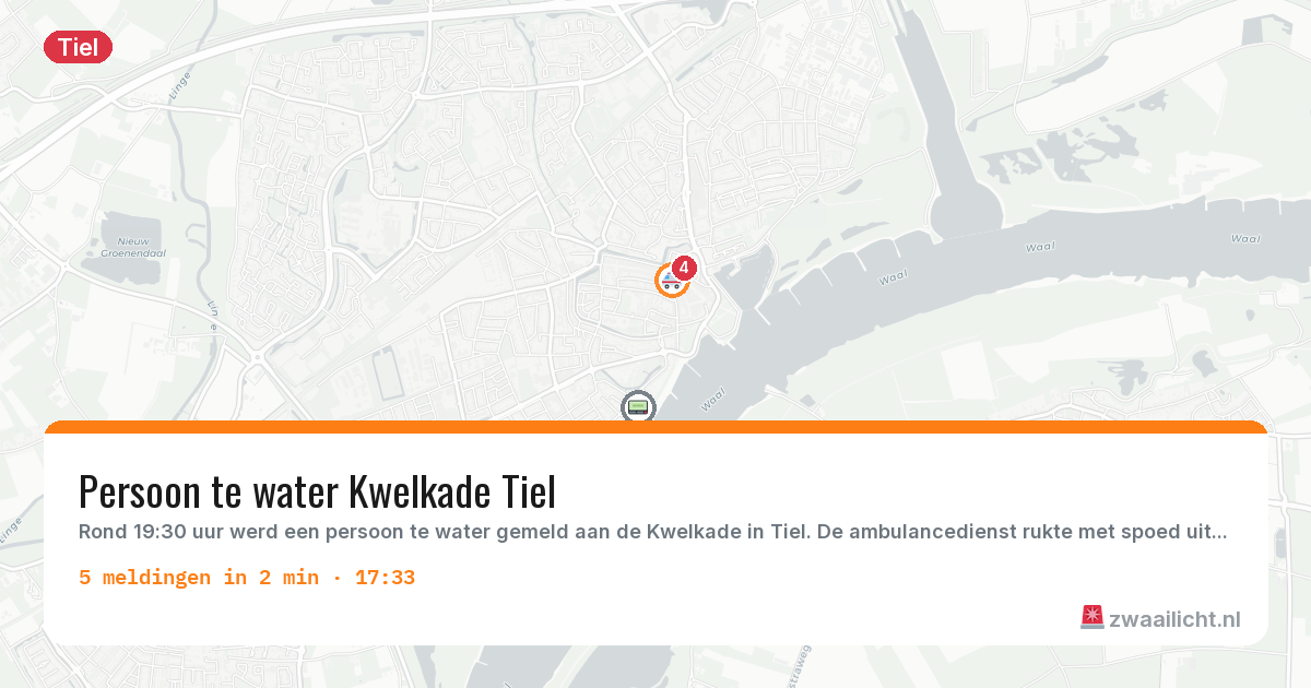 Kaart van de activiteitspiek bij Tiel