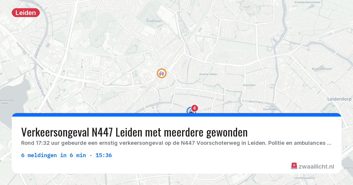 Kaart van de activiteitspiek bij Leiden