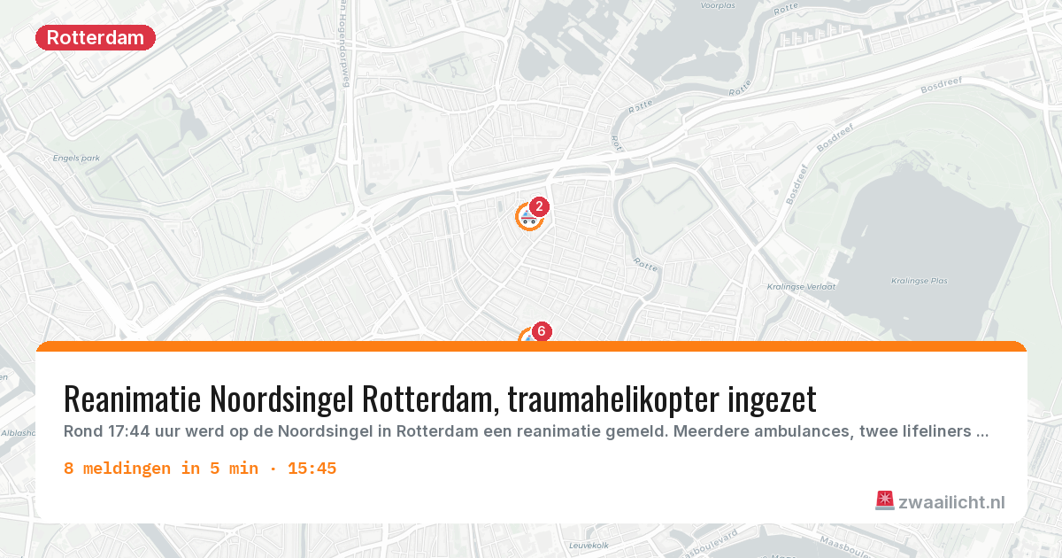 Kaart van de activiteitspiek bij Rotterdam