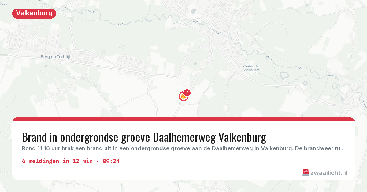 Kaart van de activiteitspiek bij Valkenburg